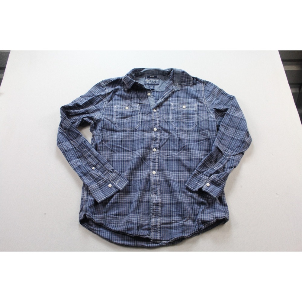 American Rag Women Blue Casual Button Down Plaid Long Sleeve Size Medium